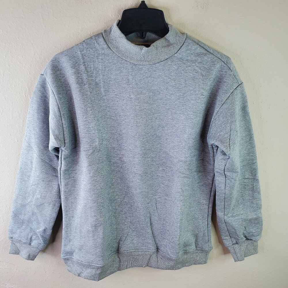 Gihuo Mens Grey Warm Crewneck Sherpa Lined Fleece Sweatshirt XS